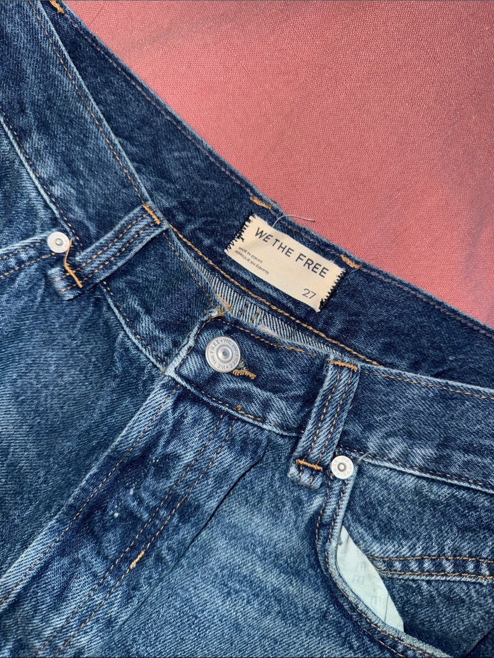 Free People Dark Blue Distressed Denim Cutoff Shorts - Picture 2 of 3